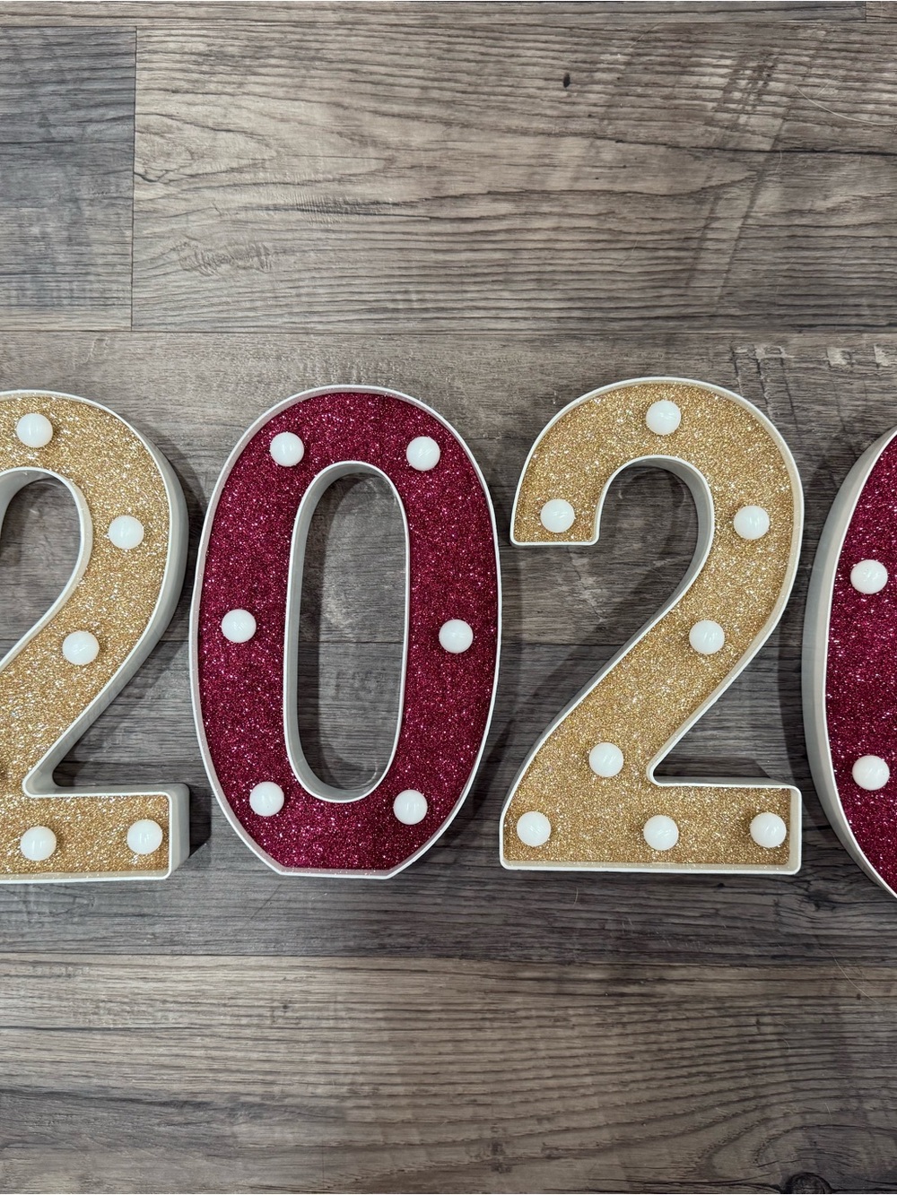 Glitter 2020 Number Marquee Signs – Gold & Burgundy